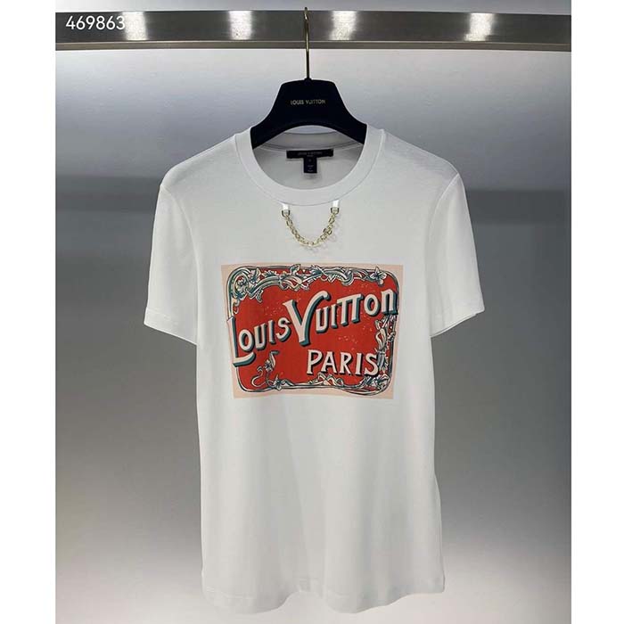 Louis Vuitton Men Flight Mode LV Travel Stamp T-Shirt Cotton White 1AFN04