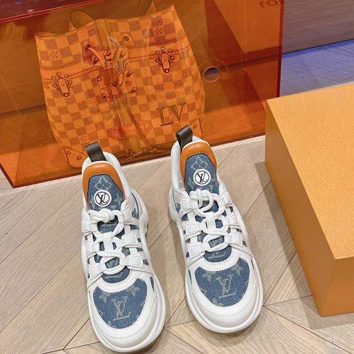 Louis Vuitton Women LV Archlight Sneaker Blue Monogram Denim Double Laces 1AC272