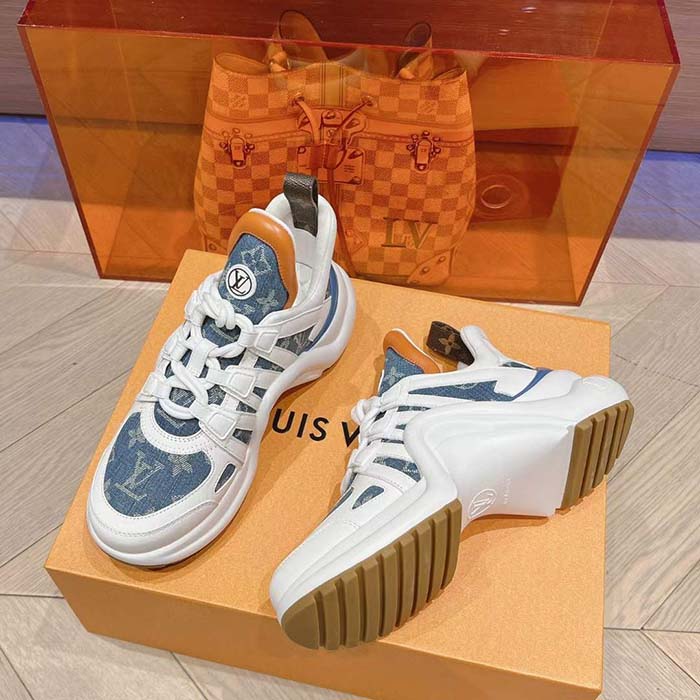 Louis Vuitton Women LV Archlight Sneaker Blue Monogram Denim Double Laces 1AC272