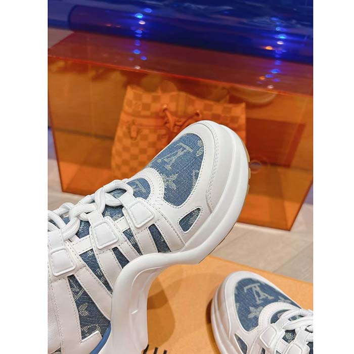 Louis Vuitton Women LV Archlight Sneaker Blue Monogram Denim Double Laces 1AC272