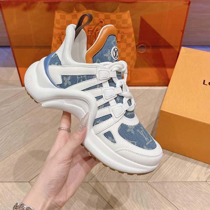Louis Vuitton Women LV Archlight Sneaker Blue Monogram Denim Double Laces 1AC272