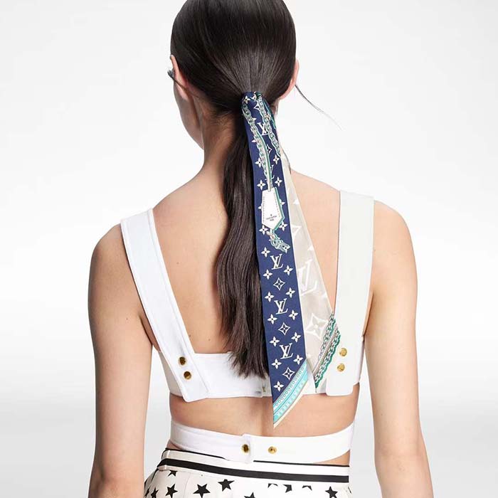 Louis Vuitton Women LV Ultimate Monogram Bandeau Navy Blue Silk Inkjet Print M77778