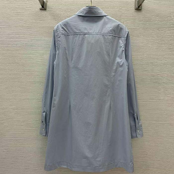Louis Vuitton Women LV Zipper Waist Shirt Dress Cotton Blue Regular Fit 1AFDF8
