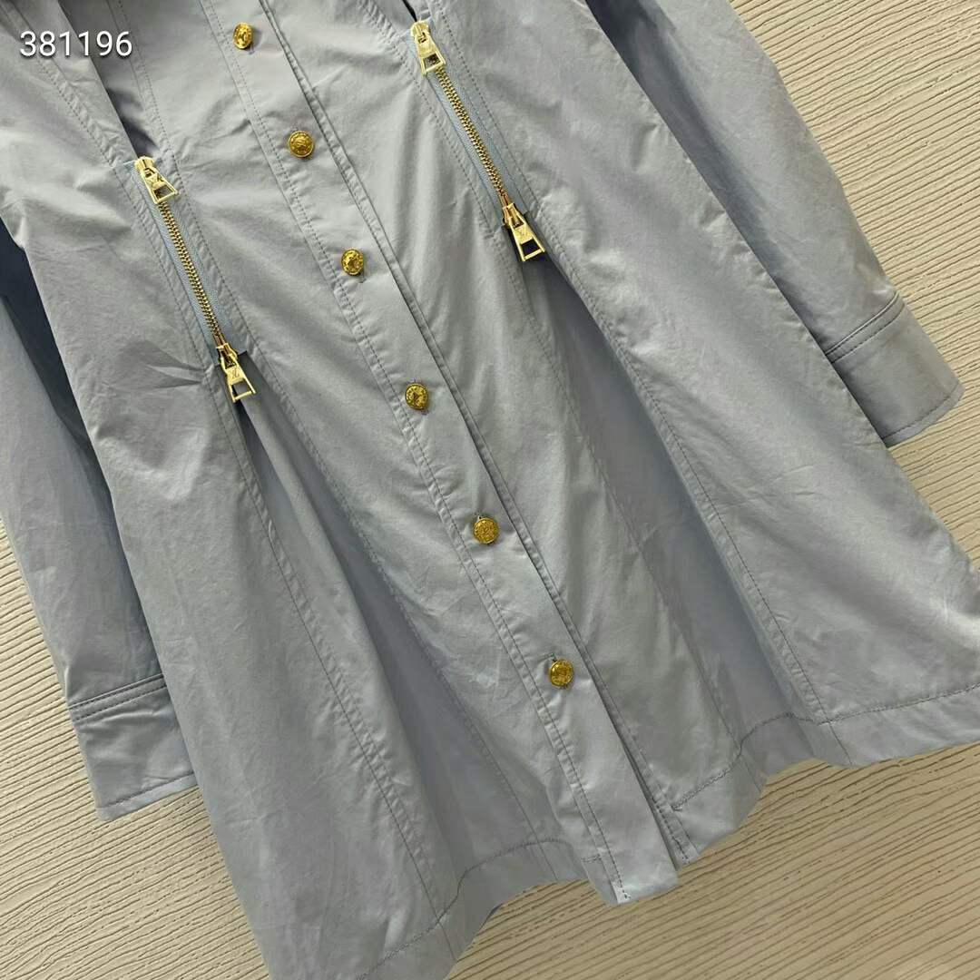 Louis Vuitton Women LV Zipper Waist Shirt Dress Cotton Blue Regular Fit 1AFDF8