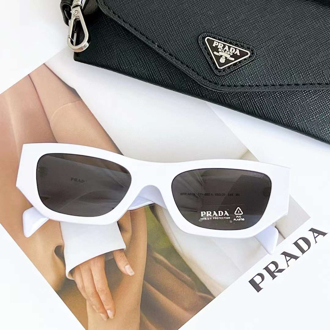Prada Unisex Prada Symbole Sunglasses Acetate Frame Front Chalk White Standard Fit