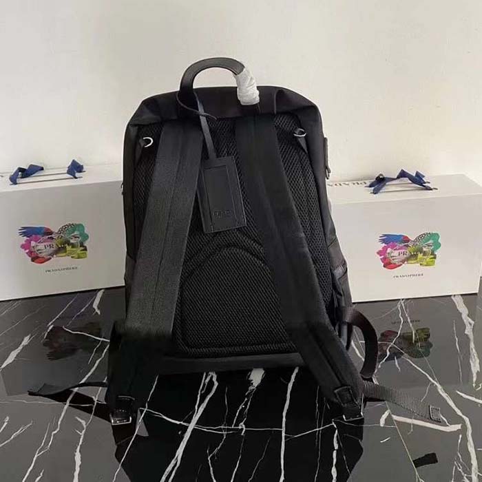 Prada Unisex Re-Nylon Saffiano Leather Backpack Black Fabric Zipper