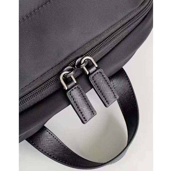Prada Unisex Re-Nylon Saffiano Leather Backpack Black Fabric Zipper Closure