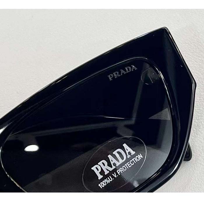 Prada Unisex Sunglasses Prada Logo Frame Compatible Graduated Lenses Black Standard Fit