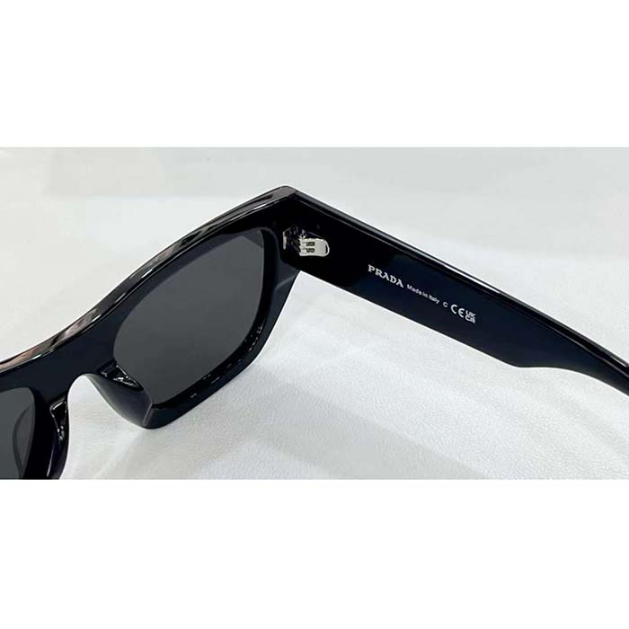 Prada Unisex Sunglasses Prada Logo Frame Compatible Graduated Lenses Black Standard Fit
