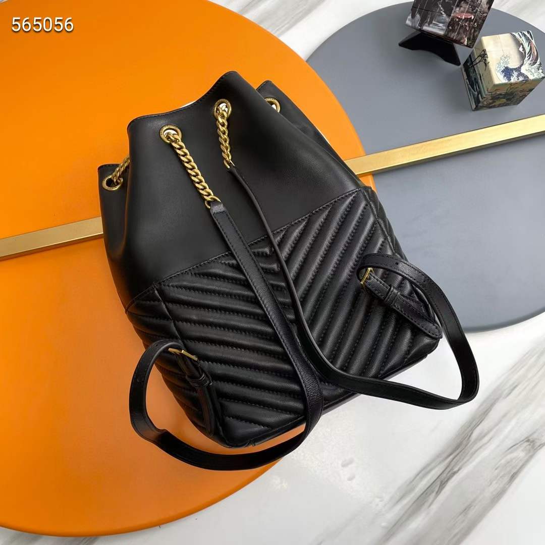 Saint Laurent YSL Women Joe Backpack Lambskin Black Leather