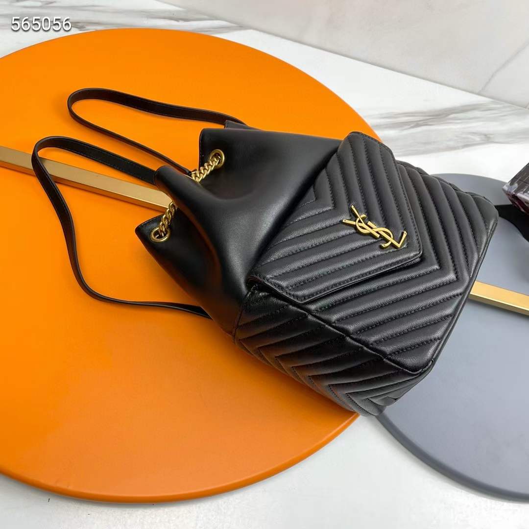 Saint Laurent YSL Women Joe Backpack Lambskin Black Leather