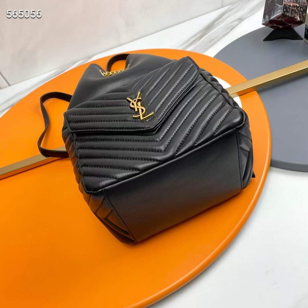 Saint Laurent YSL Women Joe Backpack Lambskin Black Leather