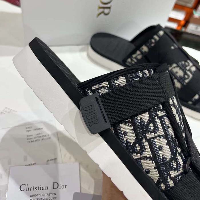 Dior CD Unisex Dior Alpha Sandal Beige Black Dior Oblique Jacquard