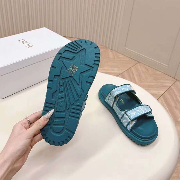Dior Unisex CD Dioract Slide Technical Fabric Sea Green Allover Butterfly Print