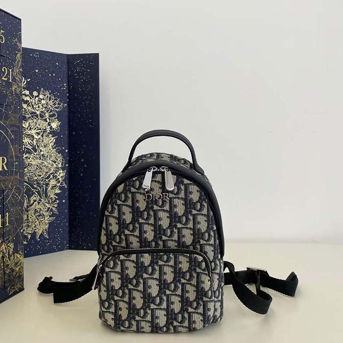 Dior Unisex CD Kids’ Mini Rider Backpack Beige Black Dior Oblique Jacquard
