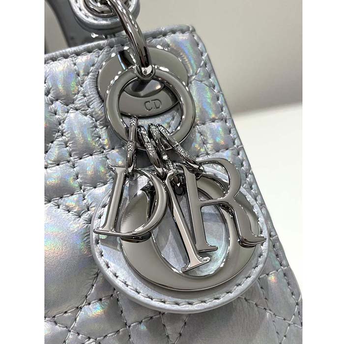 Dior Women CD Dior Or Lady Dior Micro Bag Metallic Crinkled Cannage Calfskin