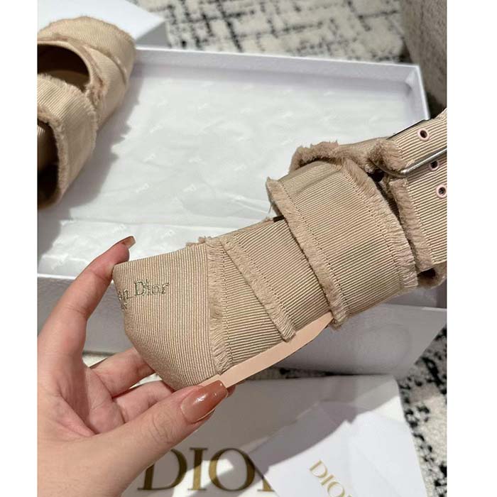Dior Women CD Dior Songe Ballet Flat Nude Fringed Grosgrain