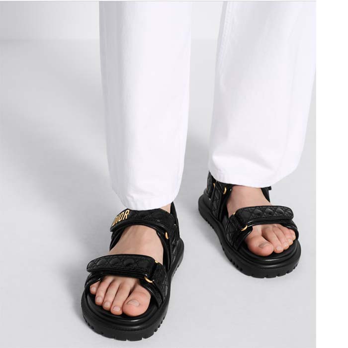 Dior Women CD Dioract Sandal Black Quilted Cannage Calfskin Reference: KCO005CQC_S900