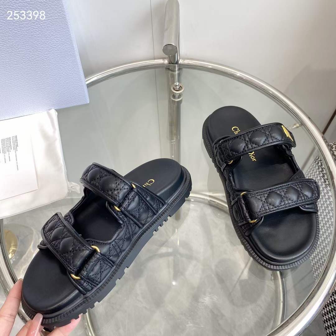 Dior Women CD Dioract Sandal Black Quilted Cannage Calfskin Reference: KCO005CQC_S900