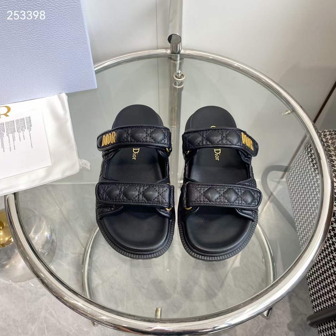 Dior Women CD Dioract Sandal Black Quilted Cannage Calfskin Reference: KCO005CQC_S900