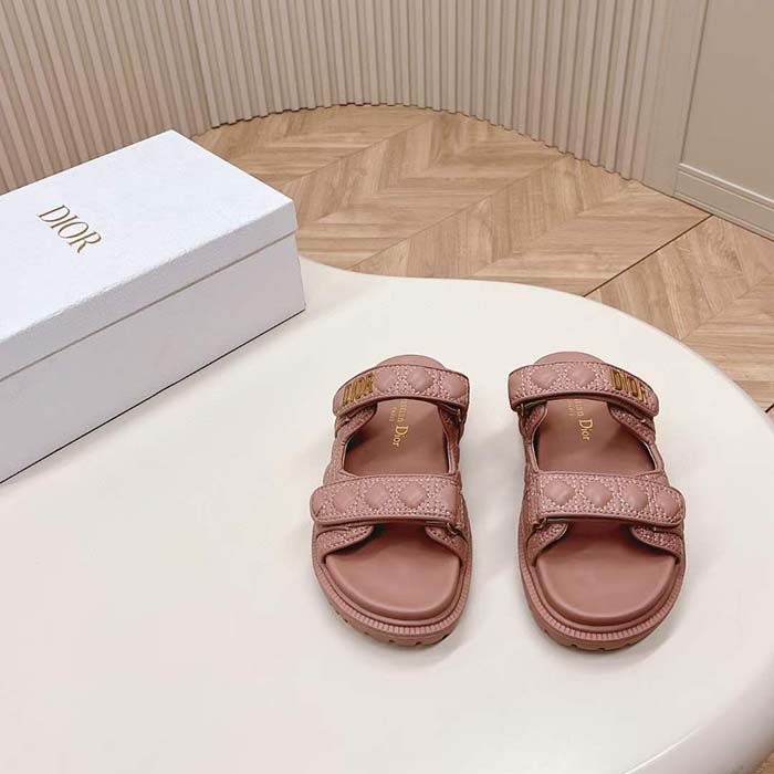 Dior Women CD Dioract Sandal Nude Quilted Cannage Calfskin
