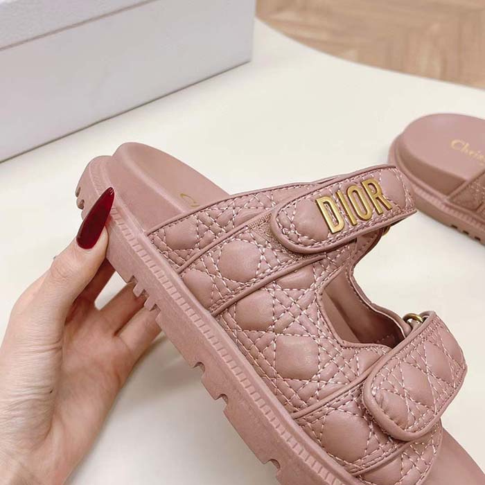 Dior Women CD Dioract Sandal Nude Quilted Cannage Calfskin