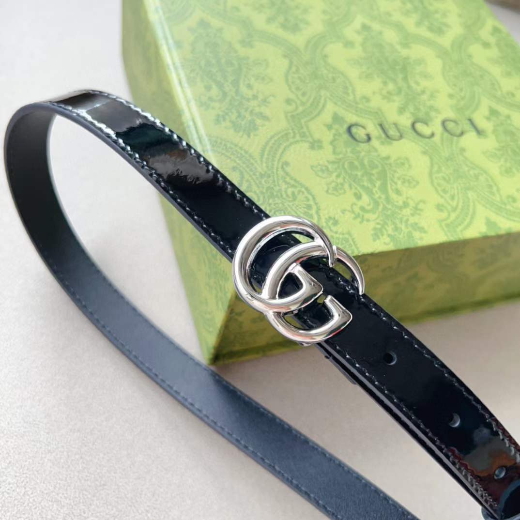 G*u*i unisex gg marmont thin belt black leather double g buckle