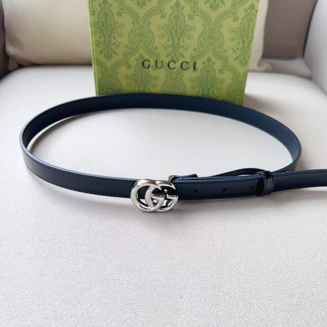 G*u*i unisex gg marmont thin belt black leather double g buckle