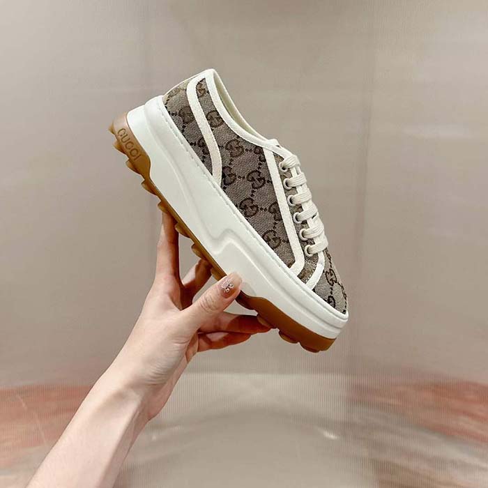 G*u*i unisex gg sneaker beige ebony original gg canvas low heel