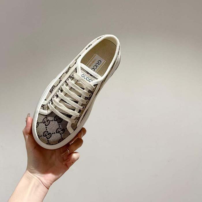 G*u*i unisex gg sneaker beige ebony original gg canvas low heel