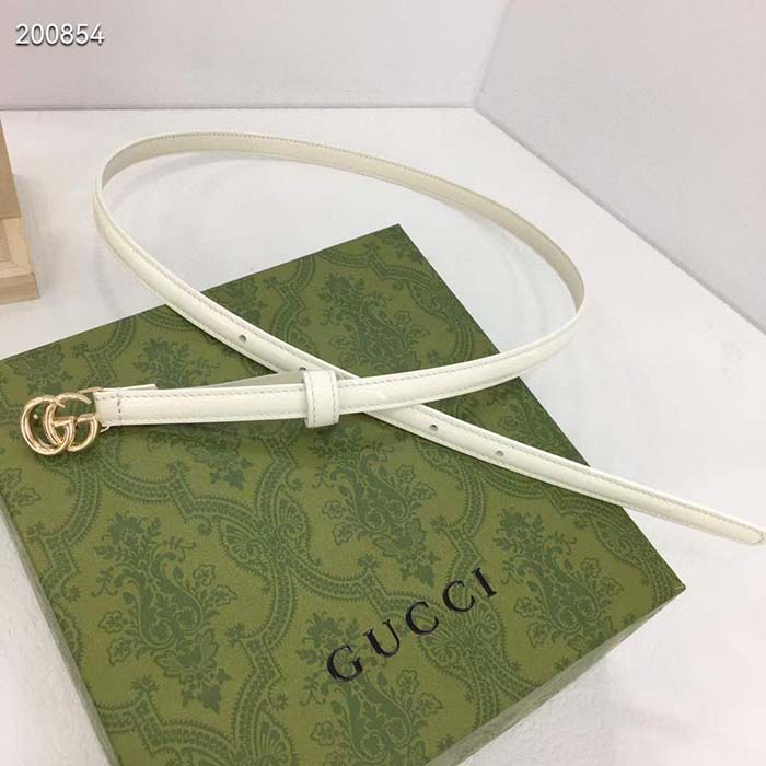 G*u*i unisex gg thin patent double g belt white leather 1.3 cm width