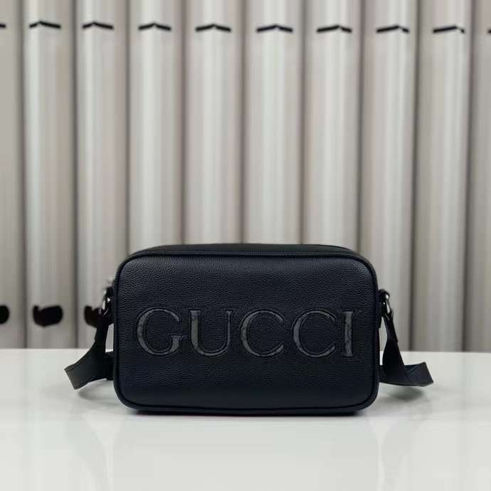 G*u*i unisex mini shoulder bag black leather grey black gg supreme canvas