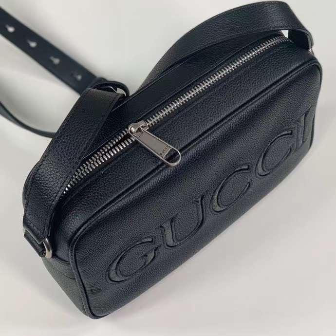G*u*i unisex mini shoulder bag black leather grey black gg supreme canvas