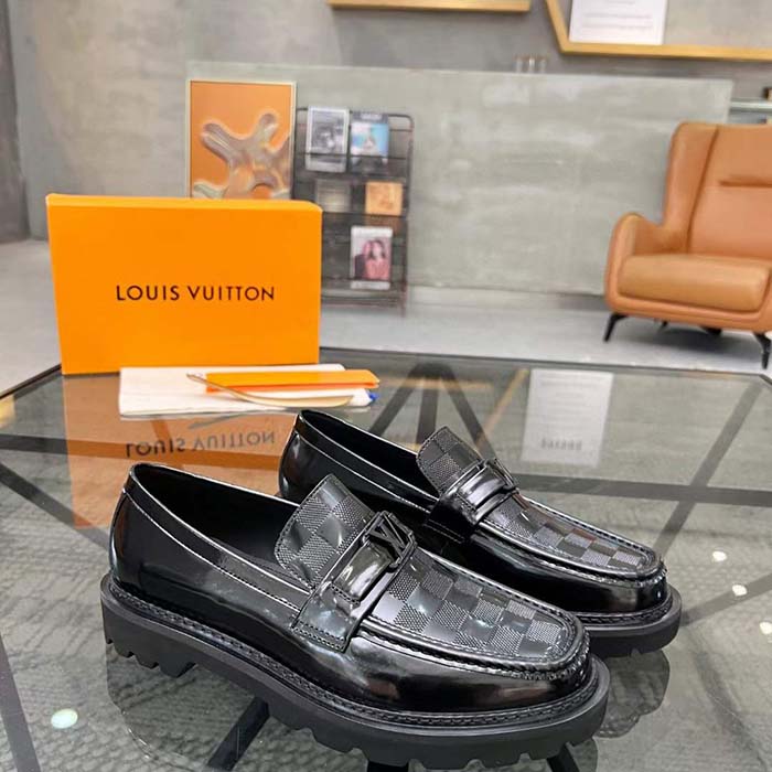 Louis Vuitton LV Unisex Major Loafer Black Damier Glazed Calf Leather Micro 1AC5WE