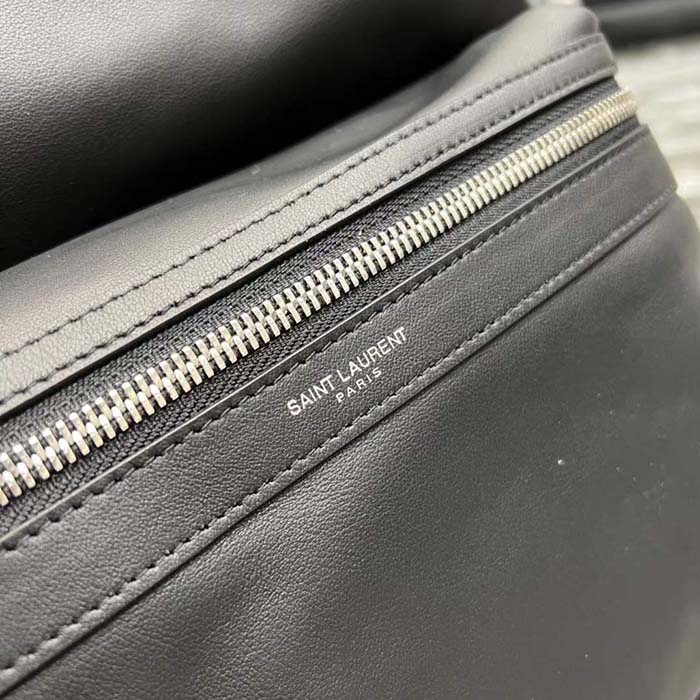 Saint Laurent YSL Unisex City Bacpack Black Matte Calfskin Leather Double Zip