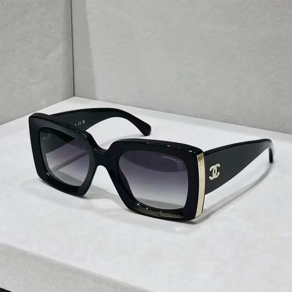 Chanel Women Rectangle Sunglasses Black Gold A71377X08101S2216
