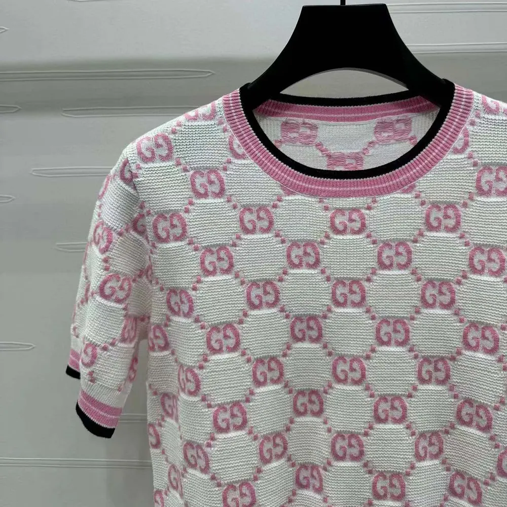 G*u*i women cotton crewneck top with gg intarsia 788766xkd1r9487