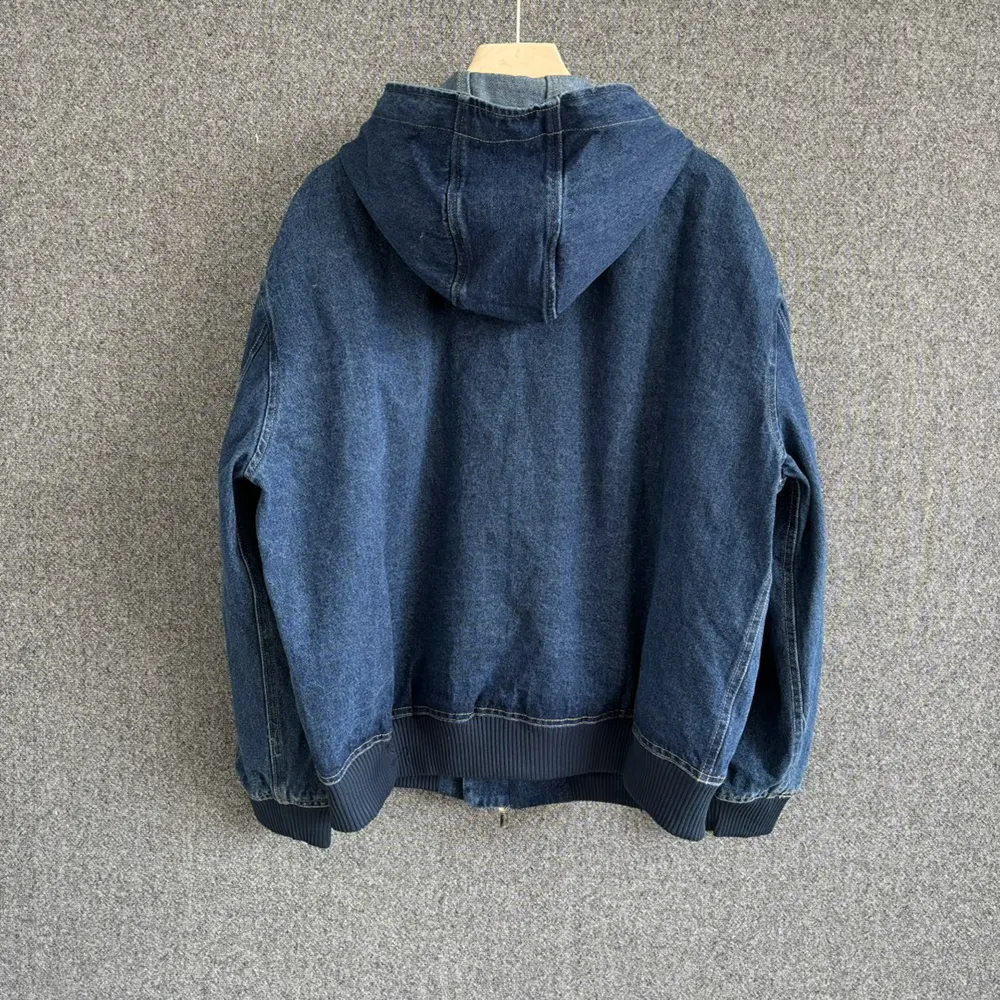 Dior Women Christian Dior Tag Hooded Jacket Blue Cotton Denim