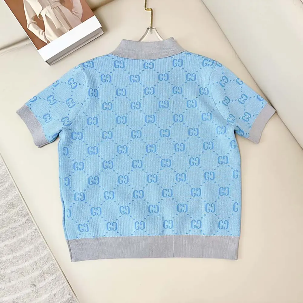 G*u*i women gg wool jacquard polo-blue 773631xkdk54576