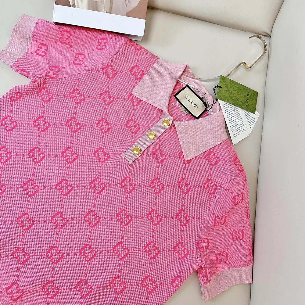 G*u*i women gg wool jacquard polo-pink 773631xkdk55152