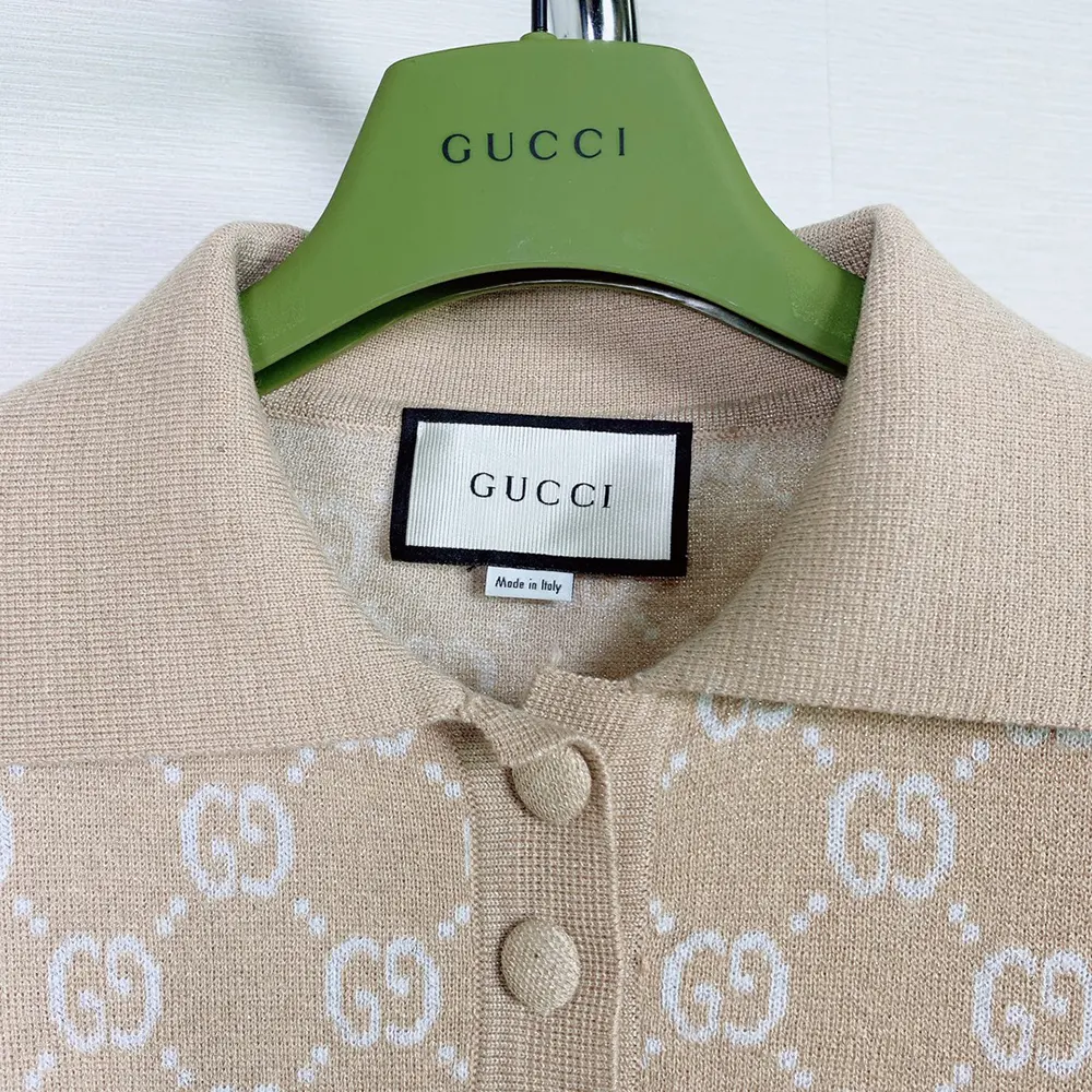 G*u*i women lame gg jacquard knit polo 678435xkb542132