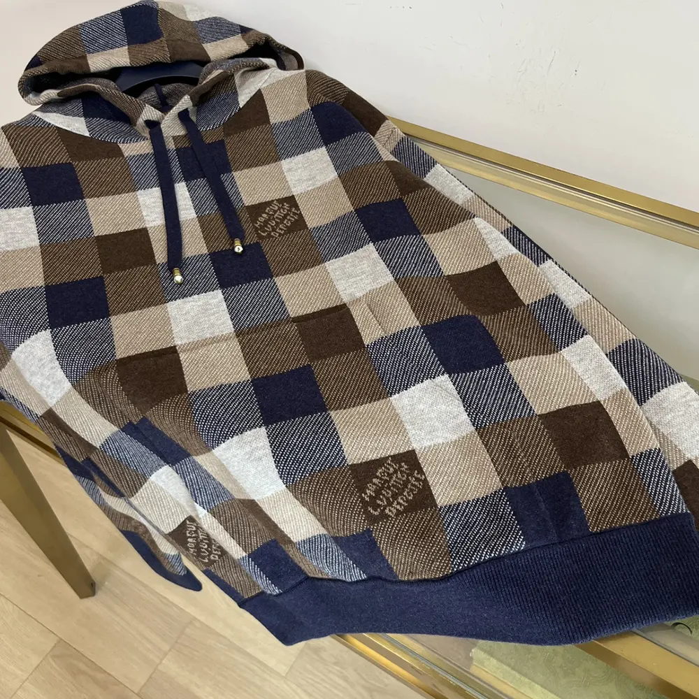 Louis Vuitton Men Damier Cashmere And Wool-Blend Hoodie 1AFXJV