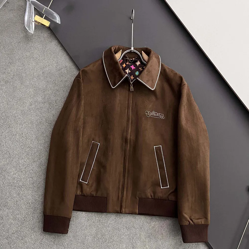 Louis Vuitton Men Embroidered Suede Calfskin Bomber 1AFPWH