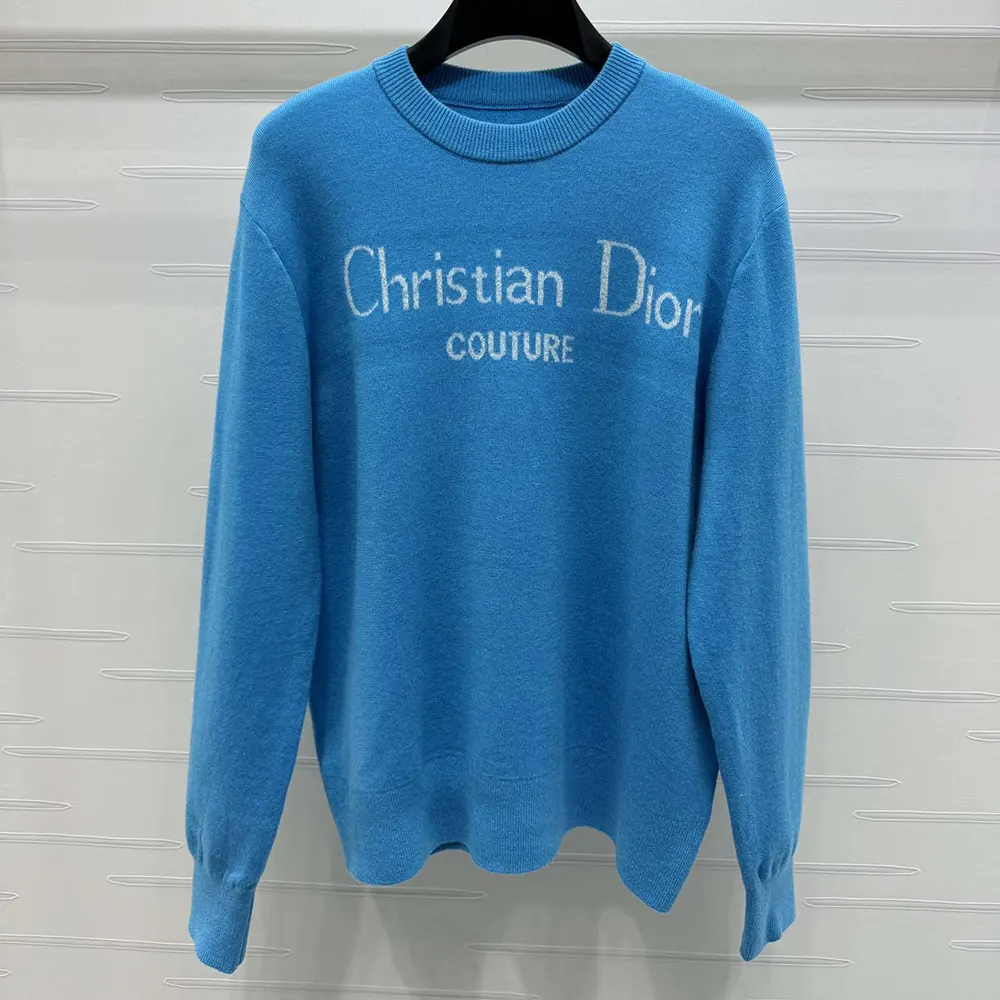 Dior Women Christian Dior Couture Sweater Blue Wool Blend