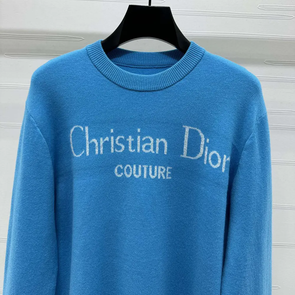 Dior Women Christian Dior Couture Sweater Blue Wool Blend