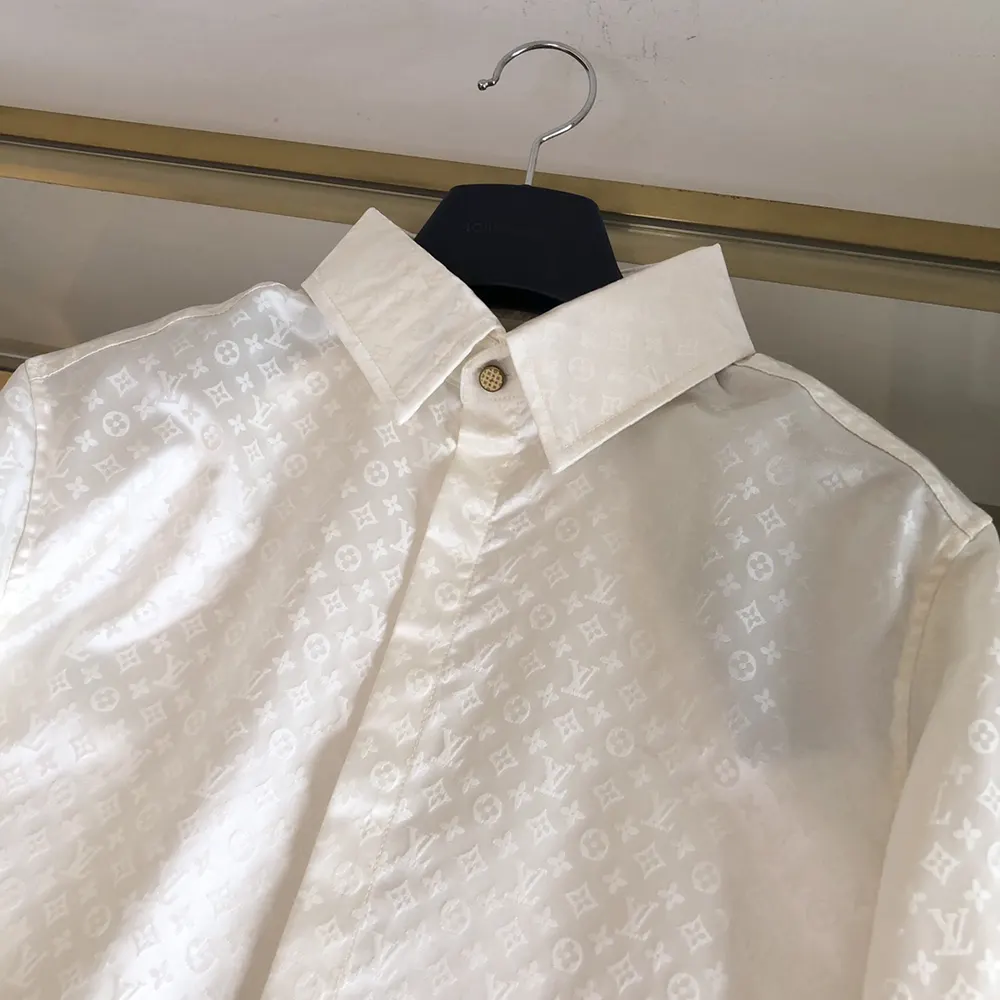Louis Vuitton Men Monogram Long-Sleeved Silk Shirt 1AFJUE