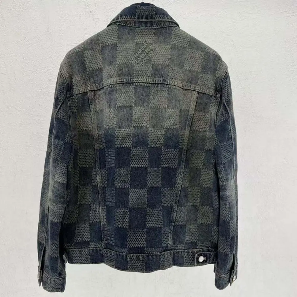 Louis Vuitton Men Damier Washed Denim Jacket-Navy 1AFWW4