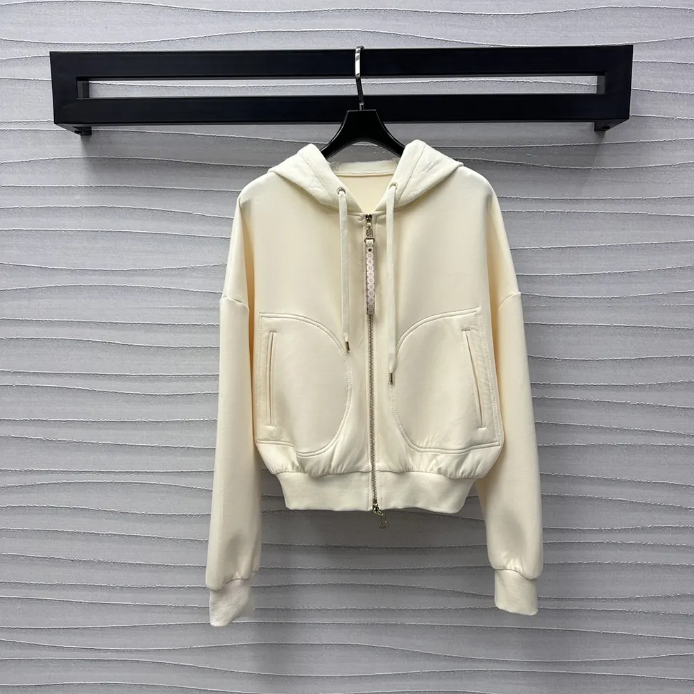 Louis Vuitton Men Monogram Accent Knit Hoodie-Milky White 1AGCHQ