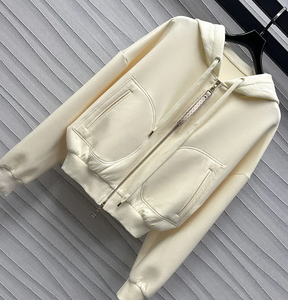 Louis Vuitton Men Monogram Accent Knit Hoodie-Milky White 1AGCHQ
