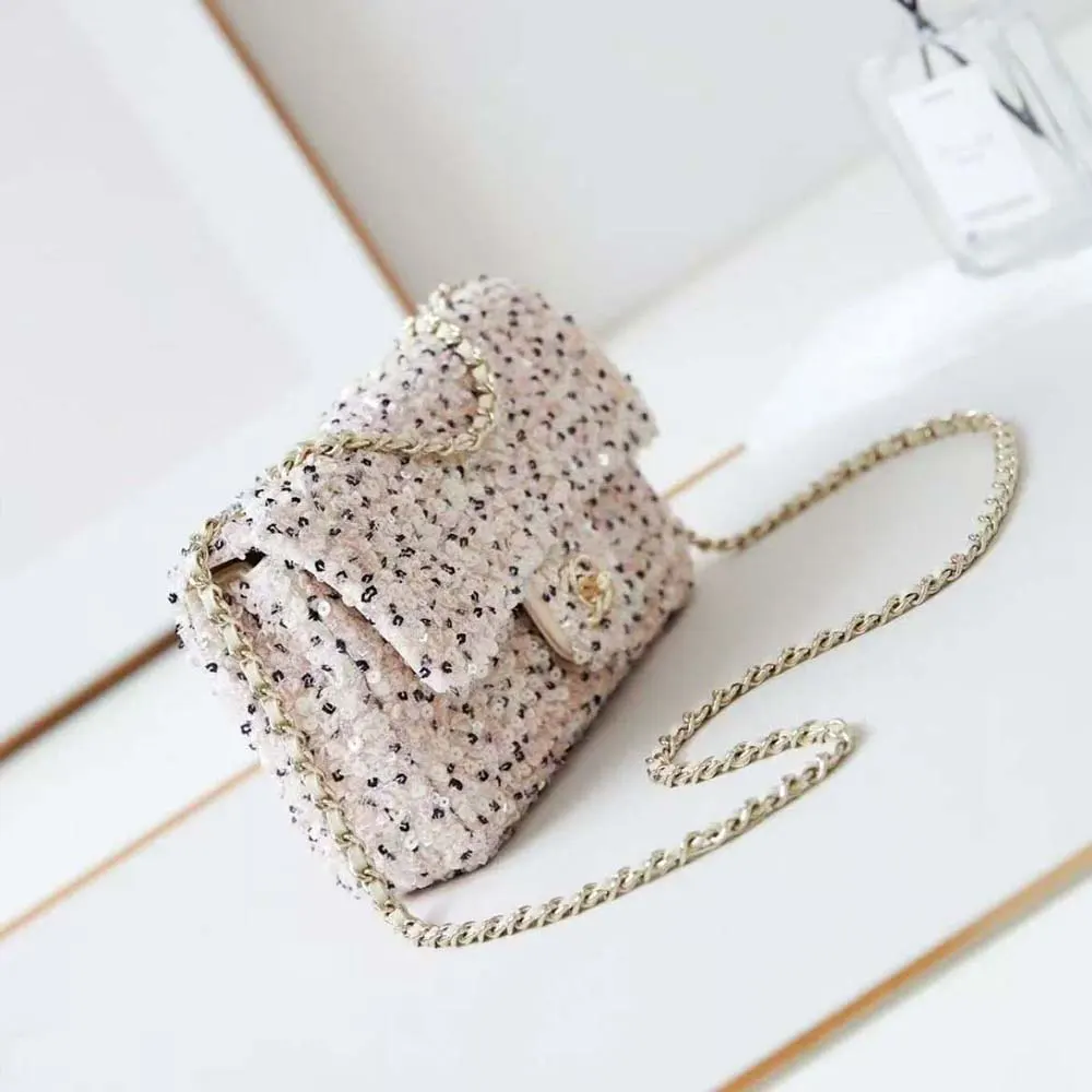 Chanel Women Evening Bag Sequins Gold Tone Metal AS4298